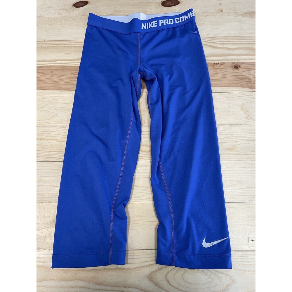 Women's blue Nike Pro combat cropped  compression leggings S SI36‎